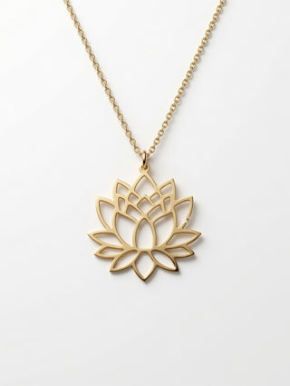 14 Ayar Altın Lotus Çiçeği Kolye